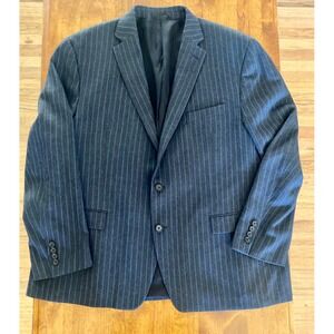 Lauren Ralph Lauren 100% Wool Pinstripe Gray Blue Blazer Two Button 48R EUC